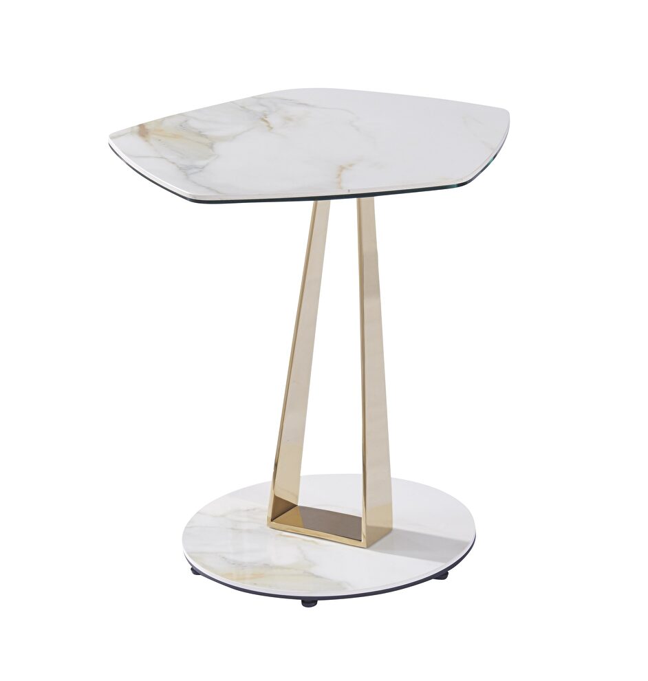 Ceramic top golden legs end table by J&M