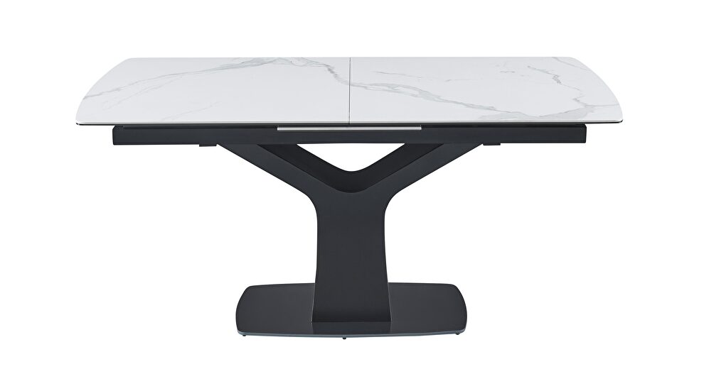 White marble top extension table w/ gray veins base by J&M