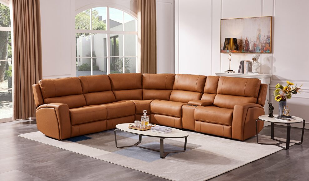 Grey leather premium reclining sofa by J&M