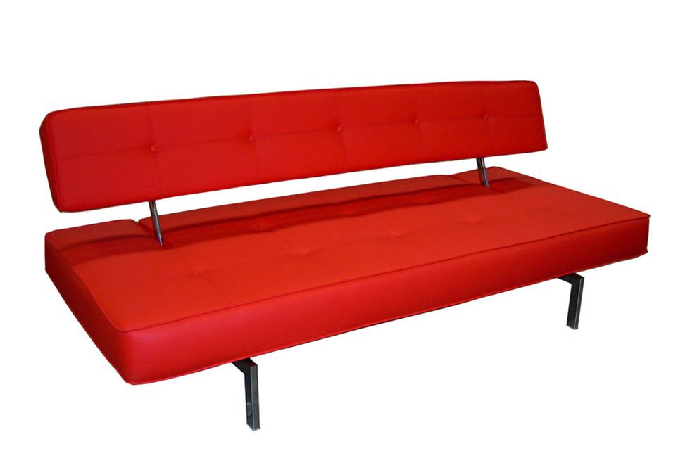Elegant contemporary red sofa bed w/ tufted seat by J&M