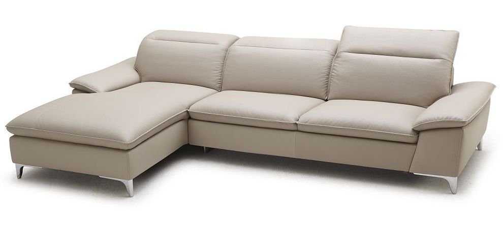 Taupe Italian leather sectional sofa w/ headrests by J&M