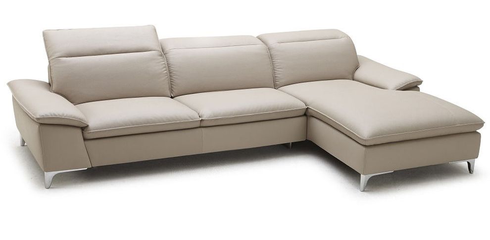 Taupe Italian leather sectional sofa w/ headrests by J&M