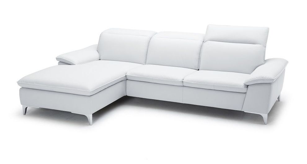 White Italian leather sectional sofa w/ headrests by J&M