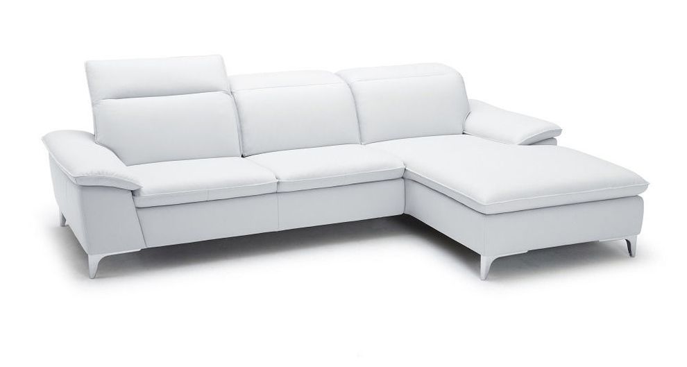White Italian leather sectional sofa w/ headrests by J&M