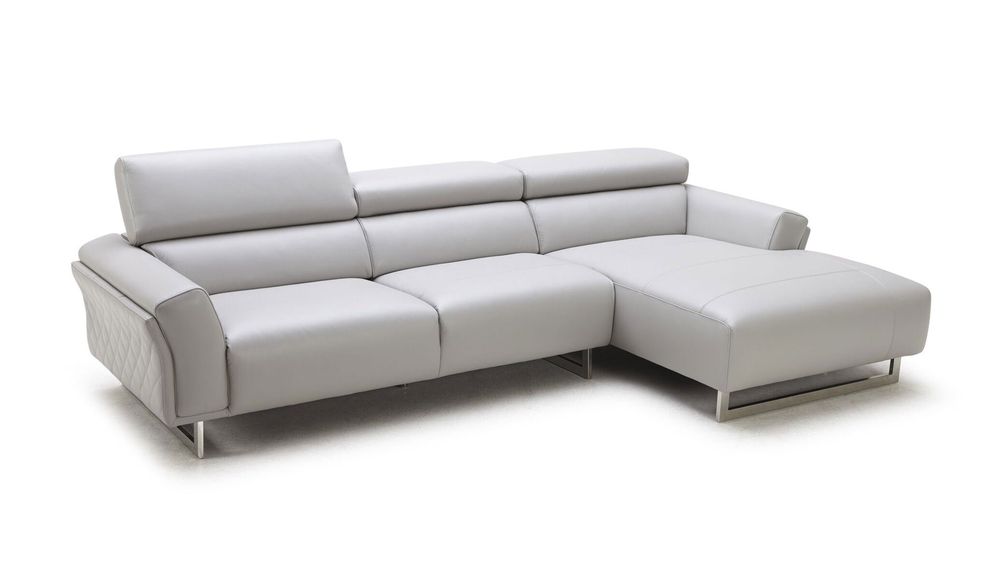 Italian light gray full leather sectional sofa by J&M