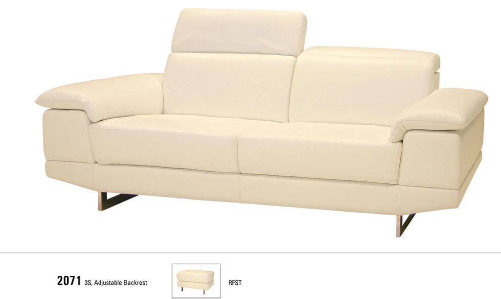 Pebble Italian leather sofa w/ chrome legs by J&M