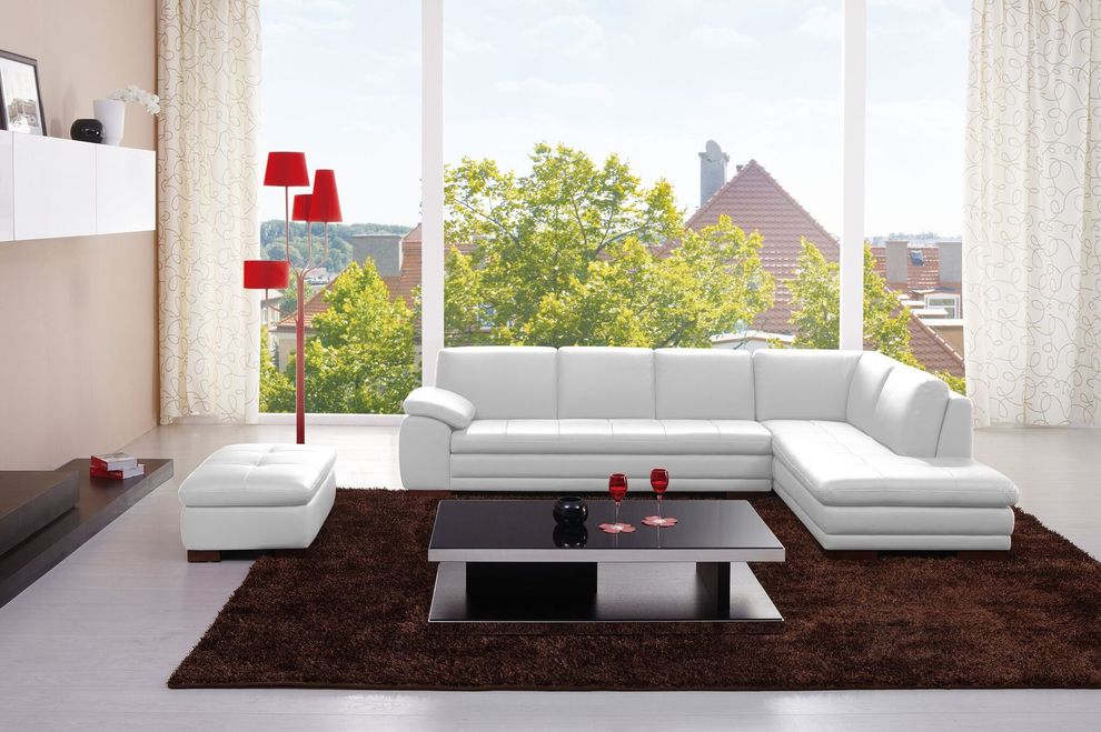 White full Italian leather sectional sofa by J&M