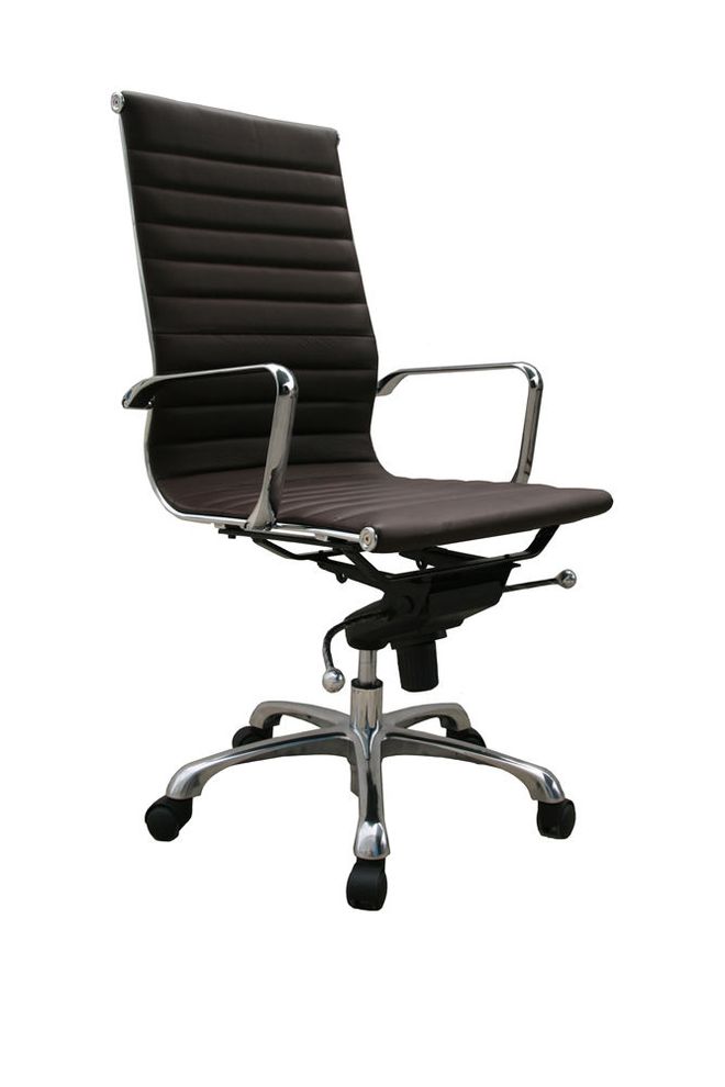 High back espresso leather modern office chair by J&M