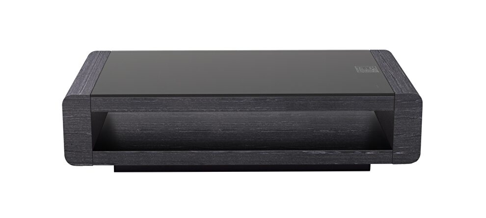 Gray strict design top glass coffee table by J&M