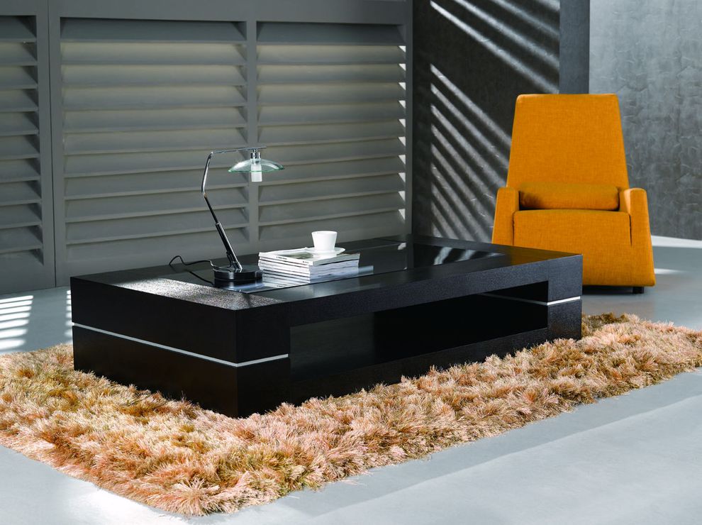 Glass futuristic coffee table in wenge wood by J&M