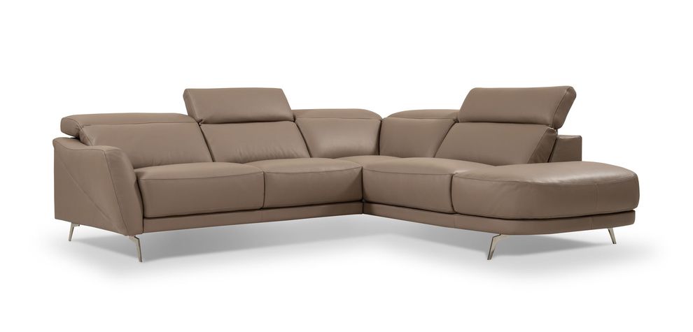 Modern Italy-made cognaq leather sectional by J&M