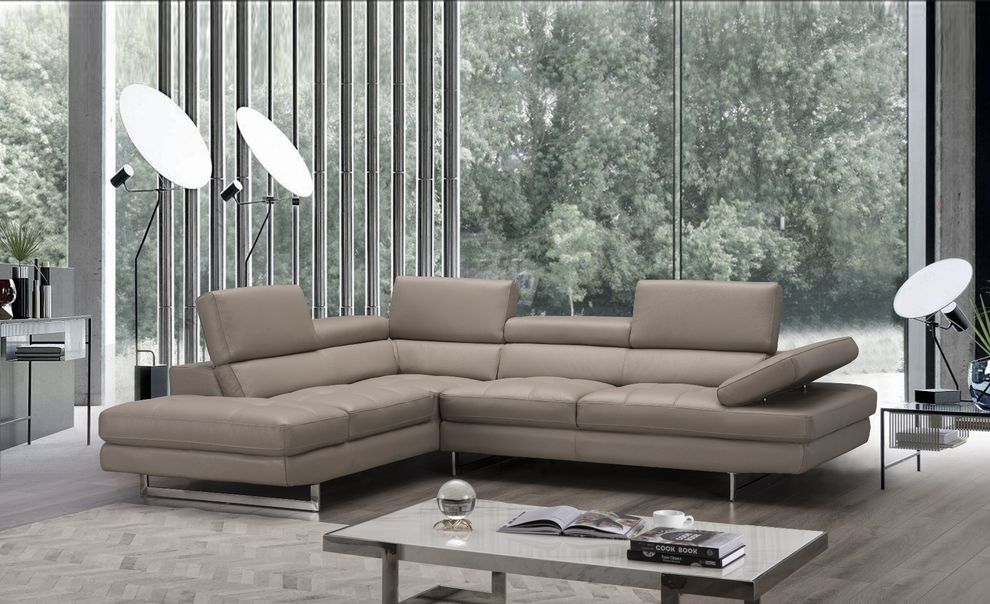 Peanut leather sectional in left-facing shape by J&M