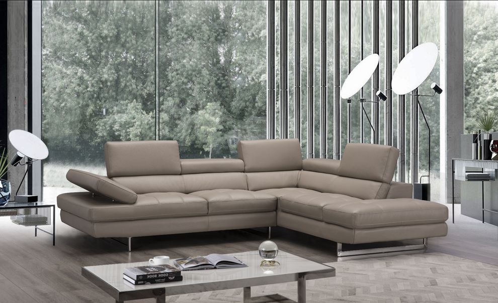 Adjustable armrests compact peanut leather sectional by J&M