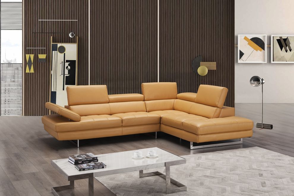 Adjustable armrests compact freesia leather sectional by J&M