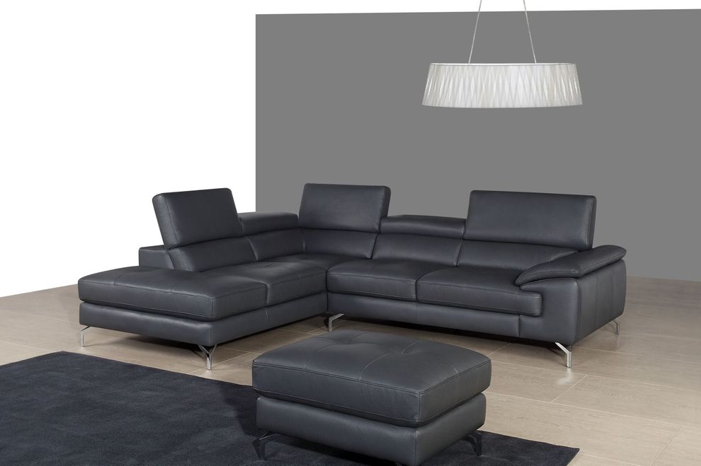 Modern leather sectional sofa w/ adjustable headrests by J&M