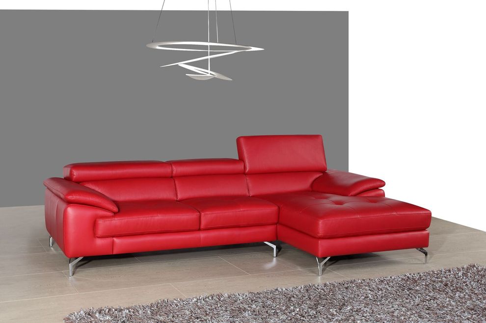 Red leather sectional sofa w/ adjustable headrests by J&M