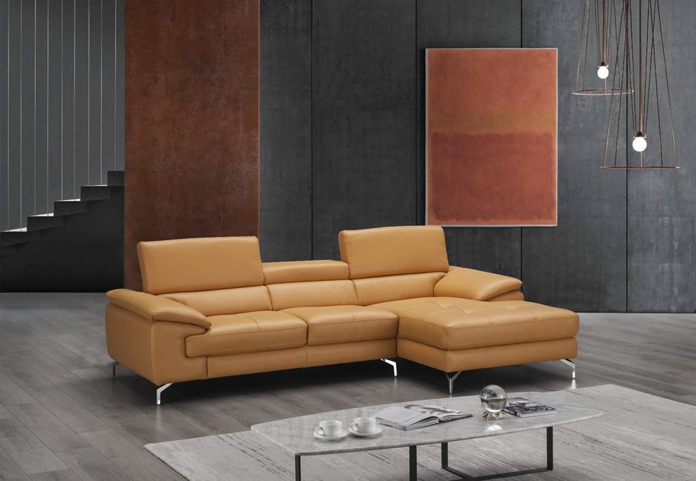 Adjustable headrest leather sectional sofa in freesia by J&M