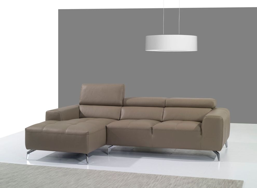 Italian dark beige leather sofa section by J&M