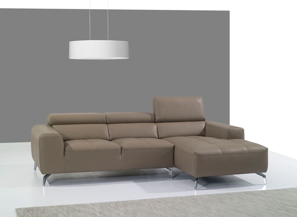 Dark beige Italian leather sectional sofa by J&M