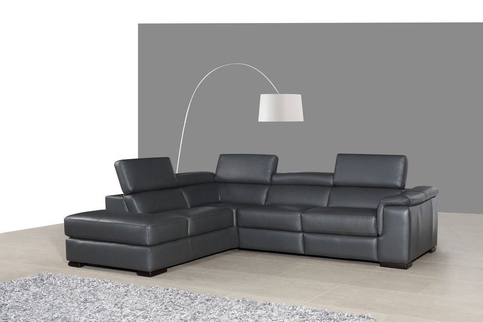 Gray premium leather power recliner sectional by J&M