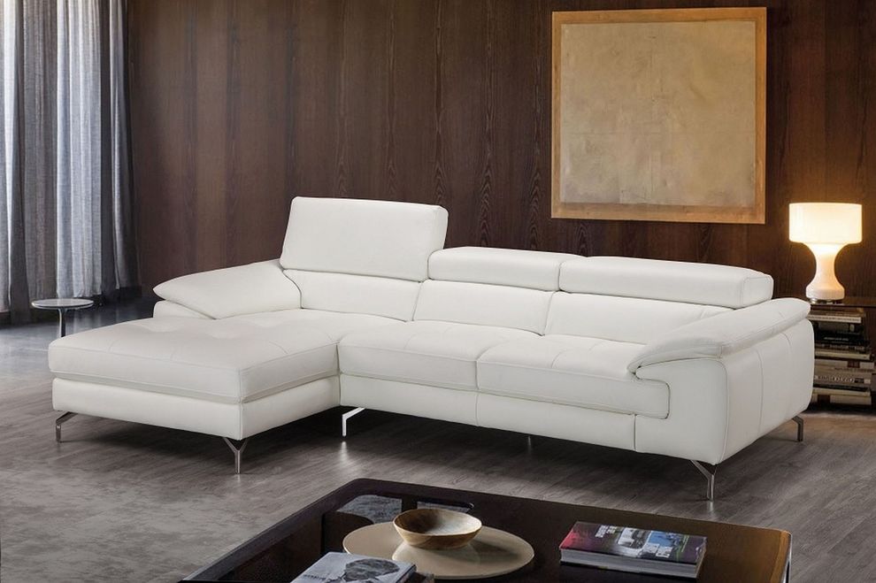 Premium white leather sectional sofa by J&M
