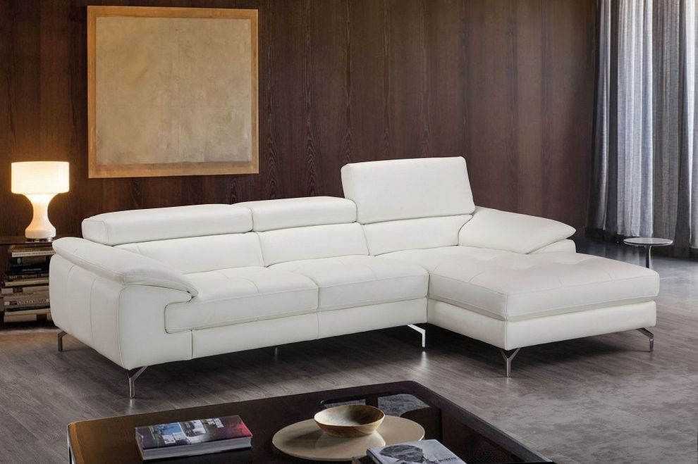Premium white leather sectional sofa by J&M
