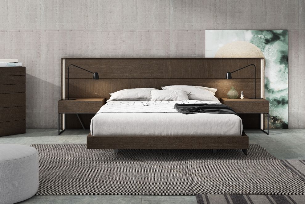 Trendy modern low-profile king bed made in Portugal by J&M