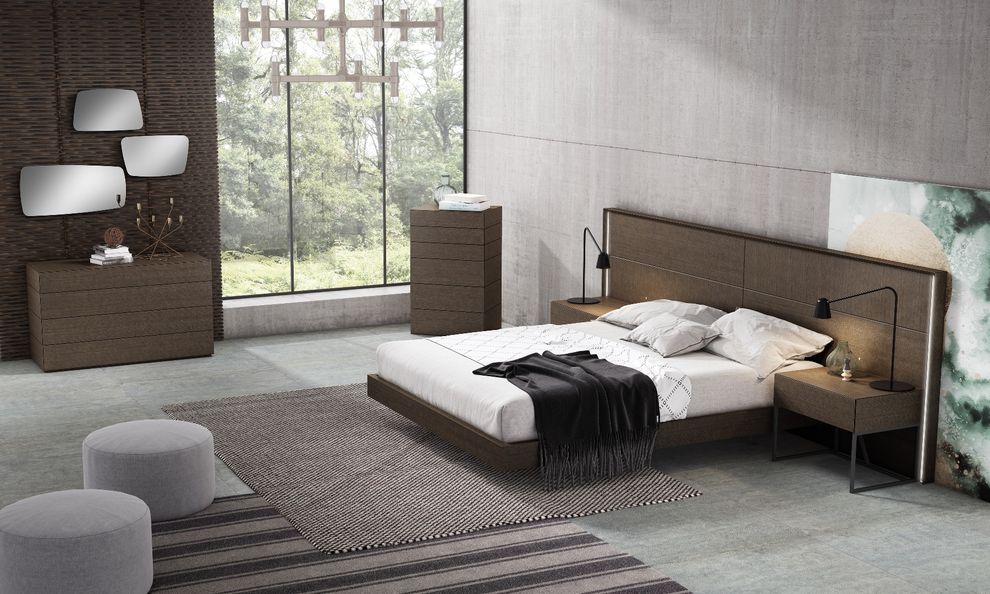 Trendy modern low-profile platform bed made in Portugal by J&M