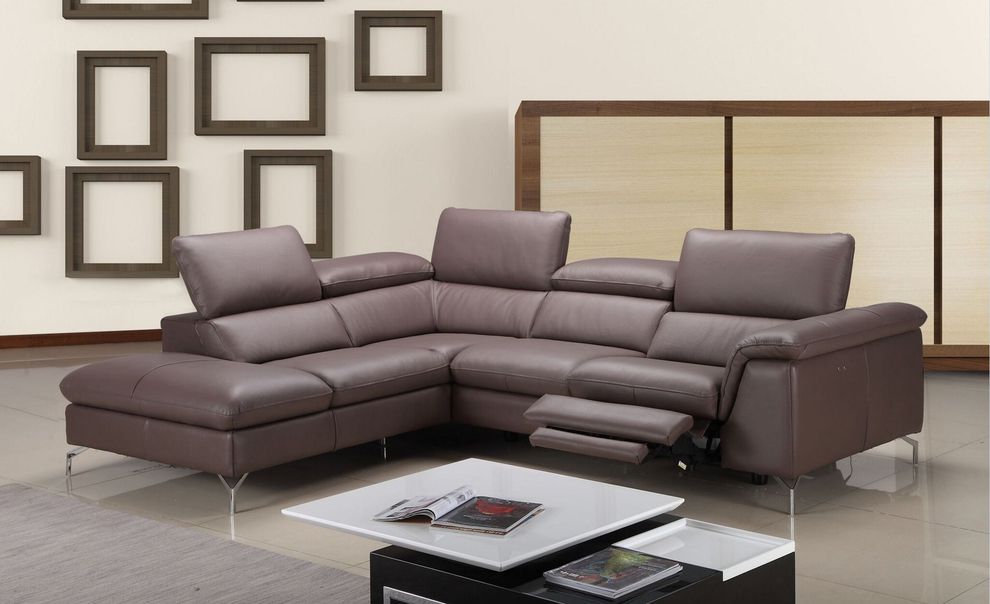 Power recliner sectional sofa in auburn brown by J&M