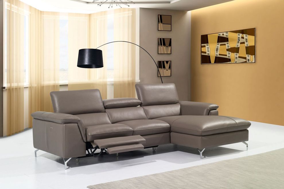 Power recliner full brown leather sectional sofa by J&M