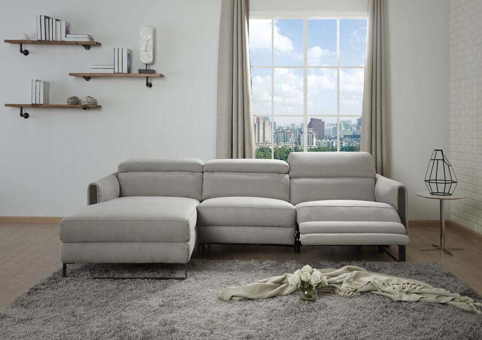 Modern gray fabric power recliner sectional sofa by J&M