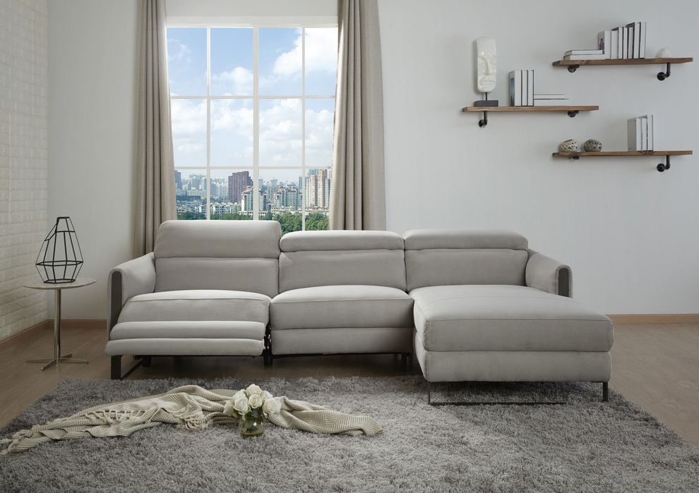 Modern gray fabric power recliner sectional sofa by J&M
