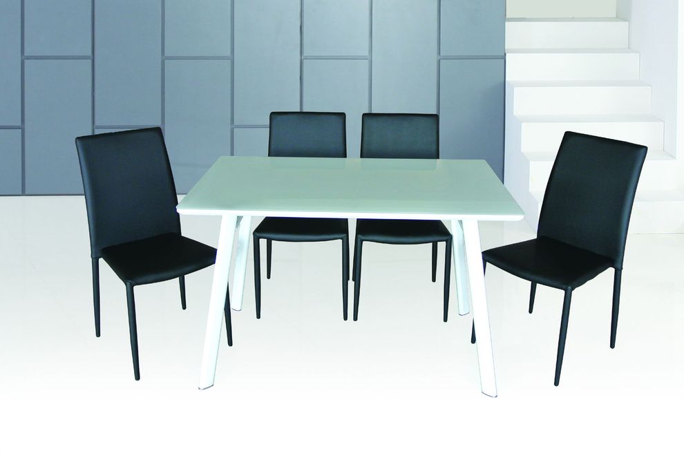Black chairs + glass top table 5pcs casual set by J&M