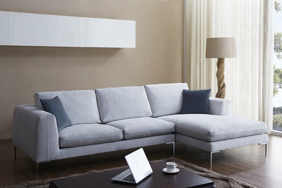Ultra-modern off-white low-profile fabric sectional by J&M