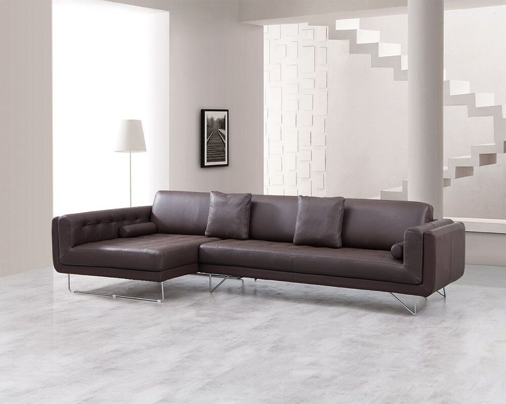 Premium sleek chocolate leather sectional by J&M
