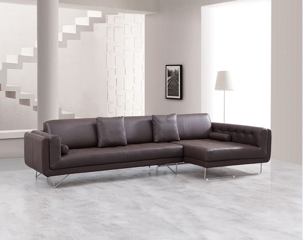 Premium sleek chocolate leather sectional by J&M