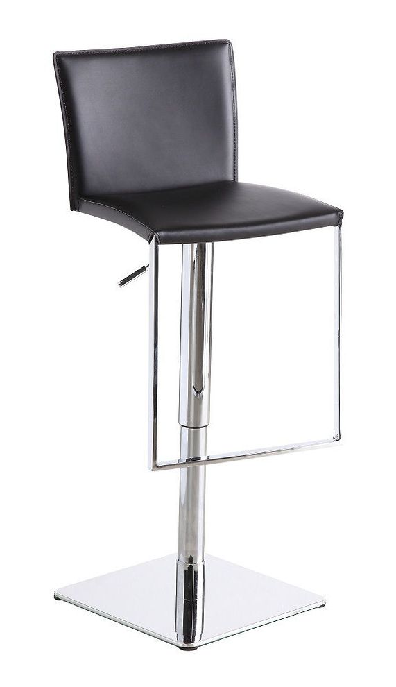 Contemporary black seat / stainless steel bar stool by J&M