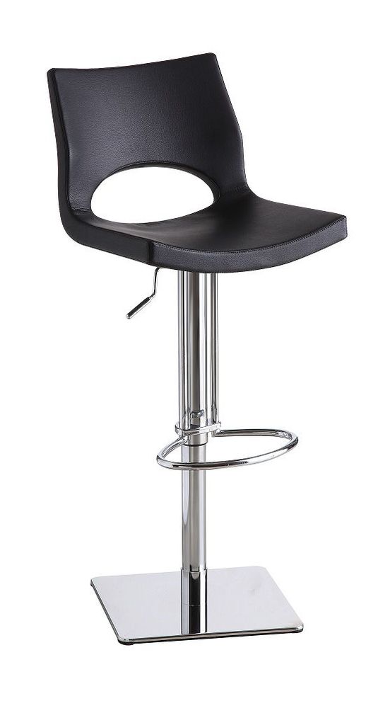 Modern chrome steel swivel bar stool in black by J&M