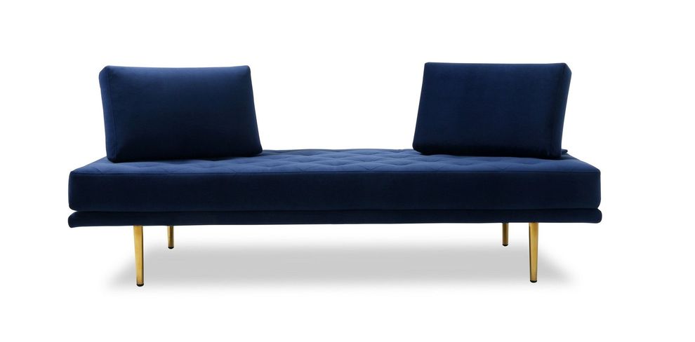 Blue fabric / gold metal legs sofa bed by J&M