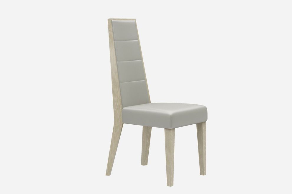Light walnut / beige high gloss modern dining chair by J&M