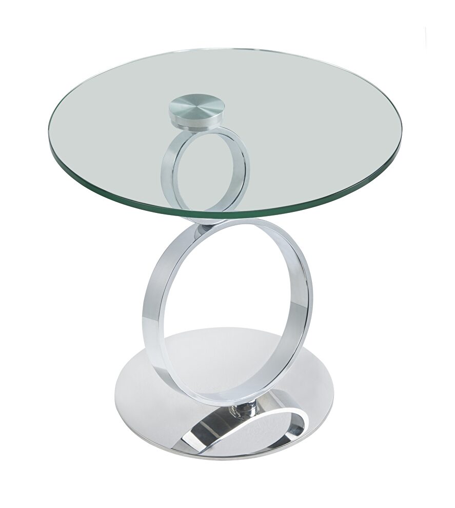 Rotating glass top end table by J&M