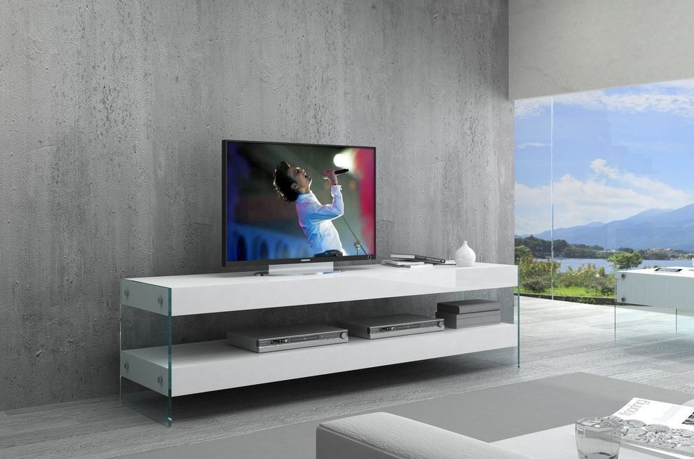 Contemporary glass / high gloss tv-unit by J&M