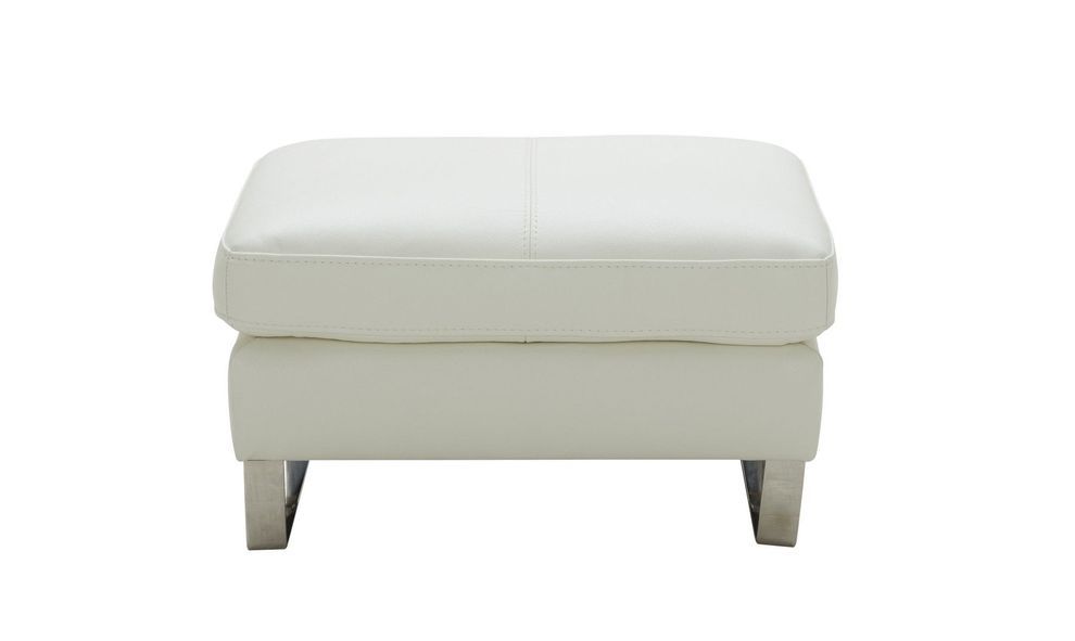 Light gray contemporary leather ottoman by J&M
