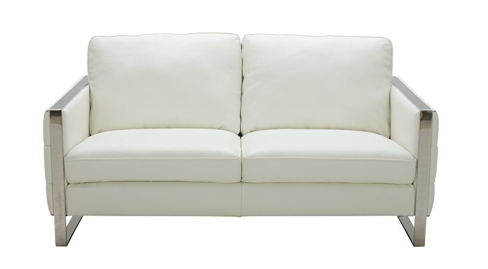 White leather loveseat in modern style by J&M