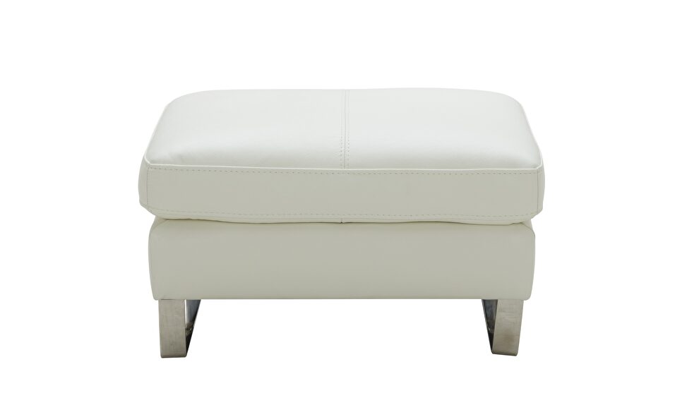 White contemporary leather ottoman by J&M