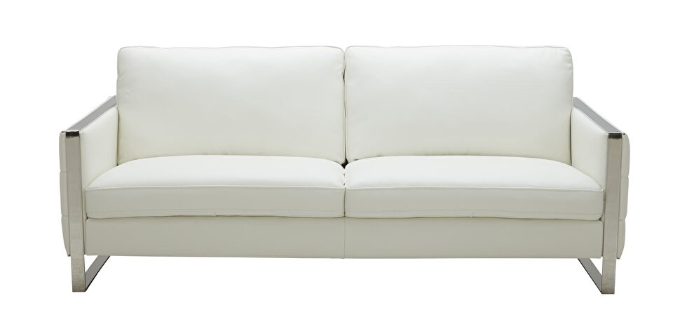 White contemporary leather sofa by J&M