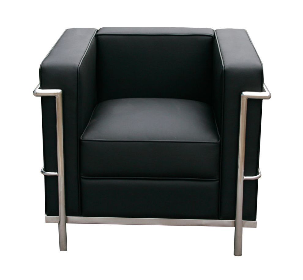 Black designer chair in leather by J&M