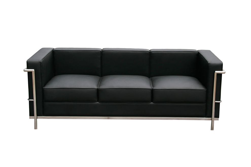Modern designer replica black full leather sofa by J&M
