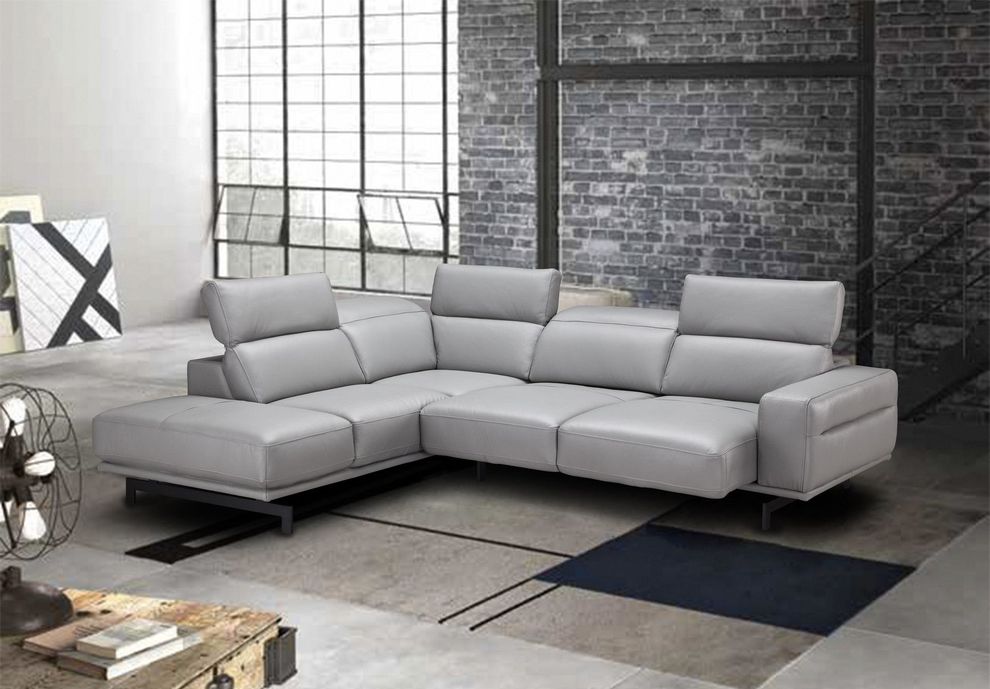 Modern light gray leather sectional by J&M