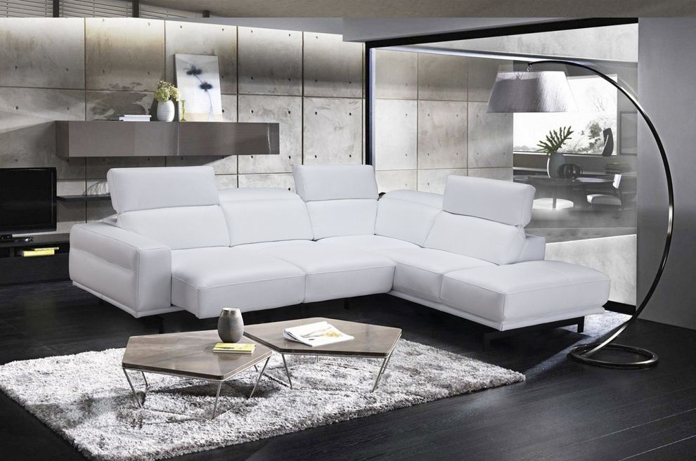 Modern snow white leather sectional by J&M